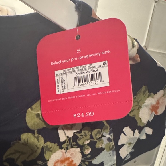 Isabel Maternity Floral Navy Dress - Picture 2 of 3